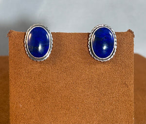 Oval Lapis Earrings by Alfred Lee