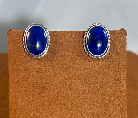 Oval Lapis Earrings by Alfred Lee