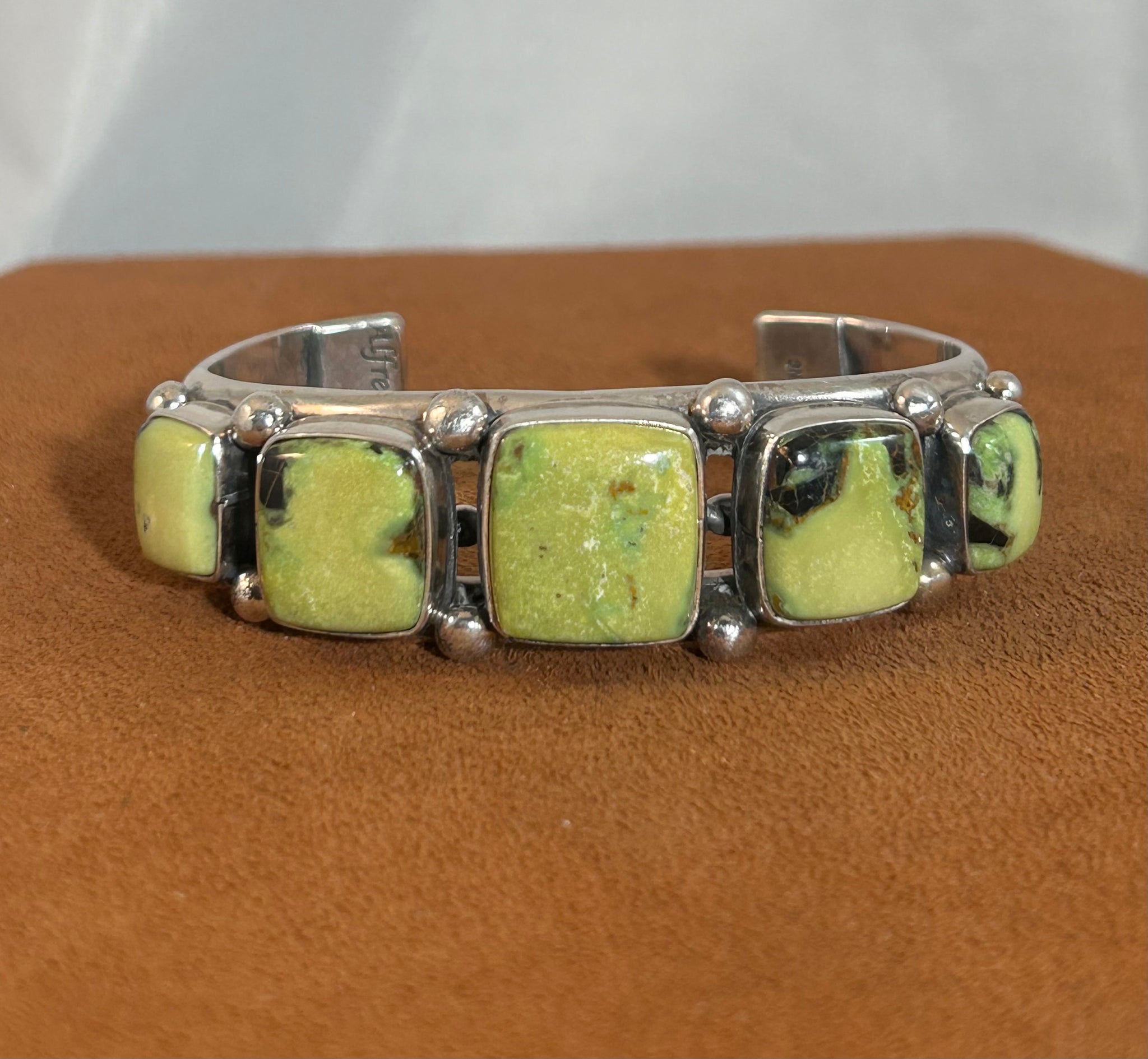 Five Stone Gaspeite Cuff by Alfred Lee Senior