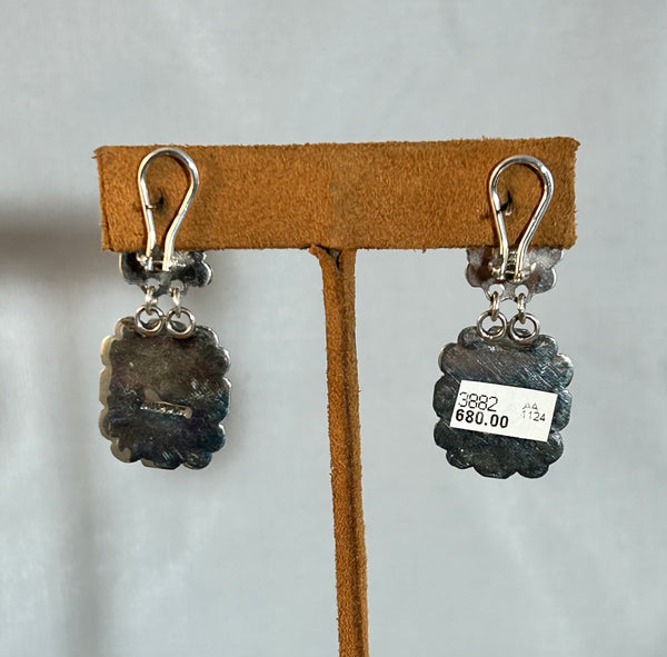 Rose Quartz Inlay Earrings by Ben and Valerie Aldrich