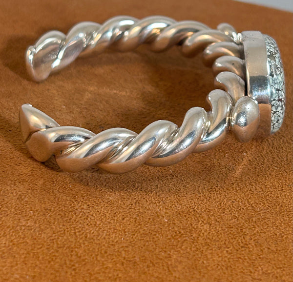 Rope Cuff with Teardrop New Lander Turquoise by Alfred Lee Senior and Junior