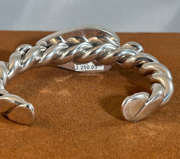 Rope Cuff with Teardrop New Lander Turquoise by Alfred Lee Senior and Junior