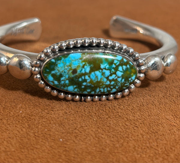 Green and Blue Kingman Turquoise Cuff by Alfred Lee Senior