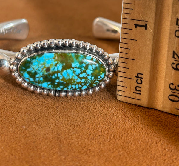 Green and Blue Kingman Turquoise Cuff by Alfred Lee Senior