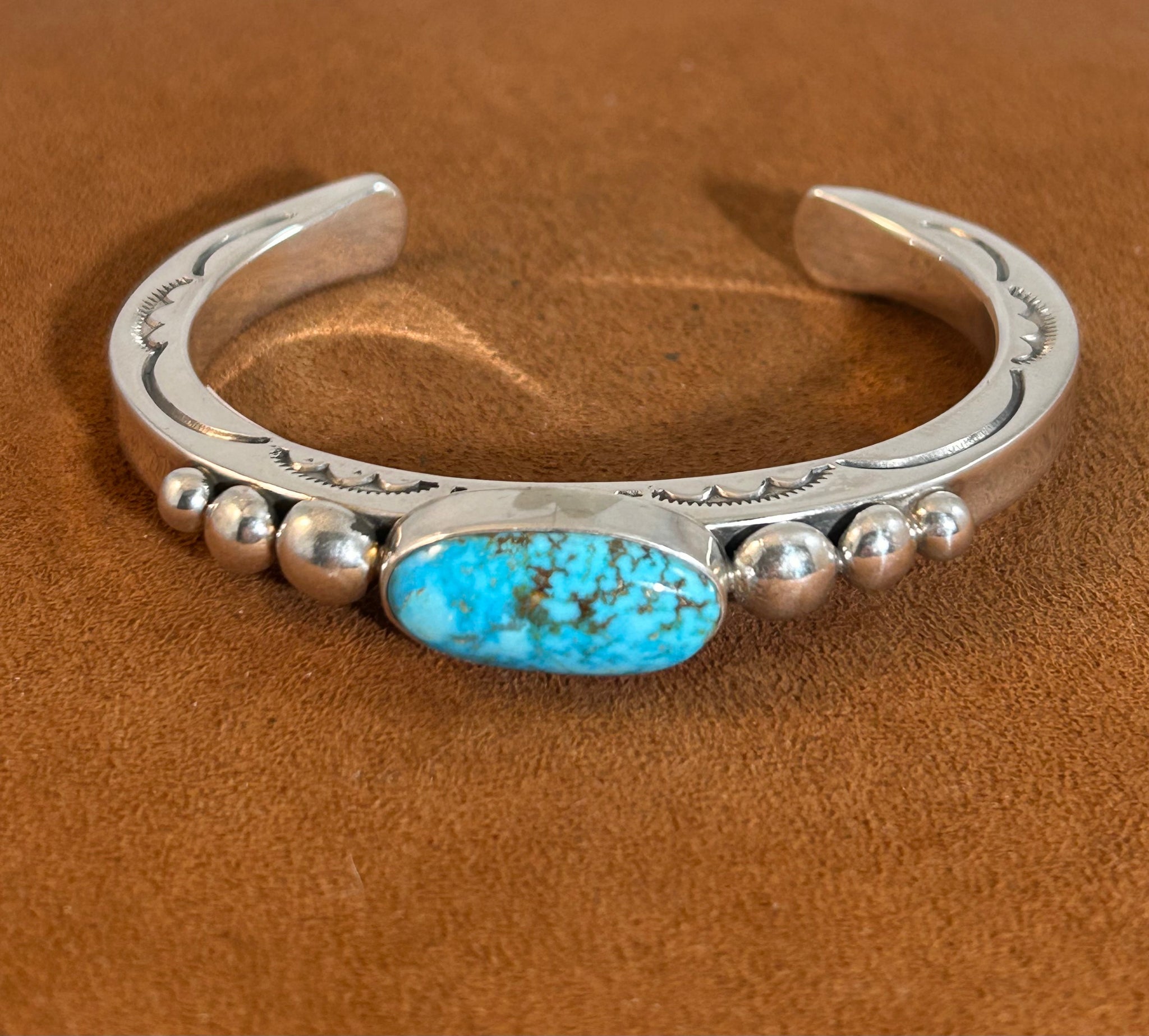 Kingman Turquoise Cuff by Alfred Lee Senior