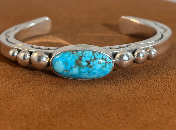 Kingman Turquoise Cuff by Alfred Lee Senior