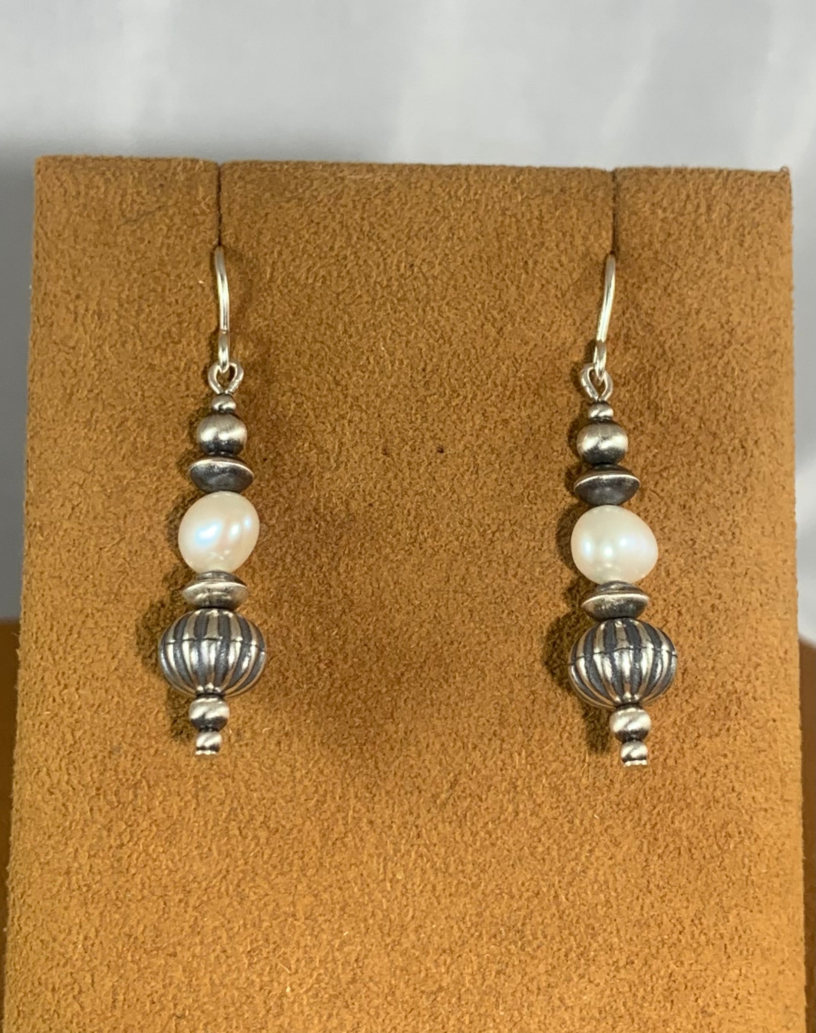 Sterling Silver Bead and Pearl Earrings by Kevin Randall Studios