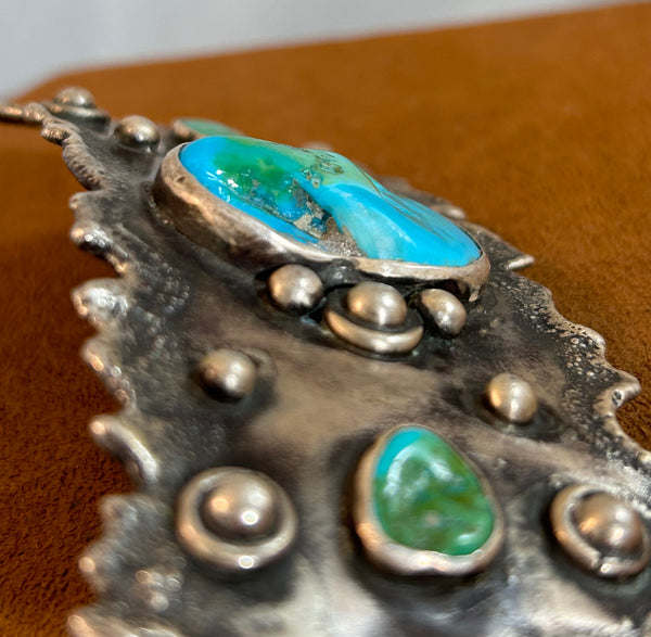Three Stone Turquoise Barrette by Hal and Margie Heistand