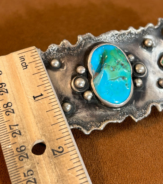 Three Stone Turquoise Barrette by Hal and Margie Heistand