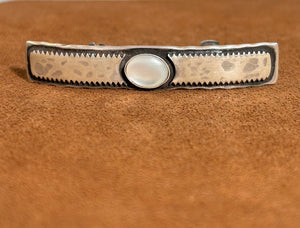 Ribbon Mother of Pearl Hammered Barrette by Clif Doran