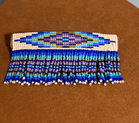 Blue and Purple Beaded Barrette by Pamela Chappell