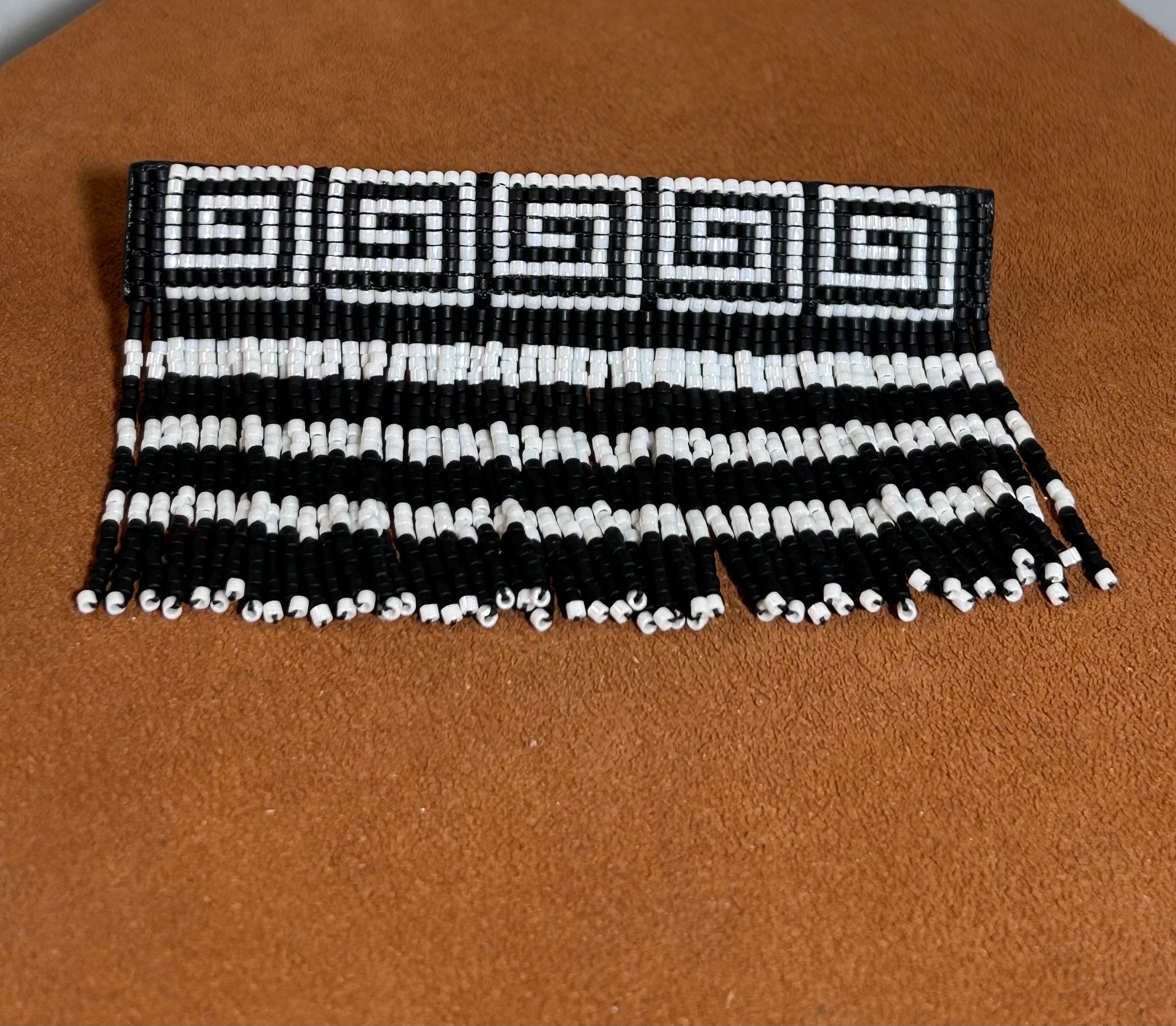 Black and White Beaded Barrette by Pamela Chappell