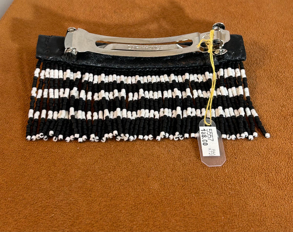 Black and White Beaded Barrette by Pamela Chappell