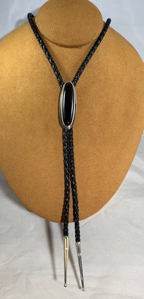 Long Oval Onyx Bolo Tie by Marie Jackson
