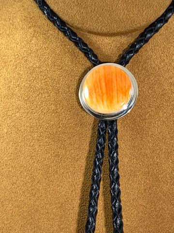 Orange Spiny Oyster Bolo Tie by Marie Jackson
