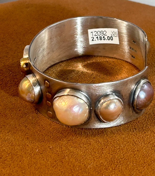 On a Bedrock of Pearl Cuff by Victoria Maase Stoll