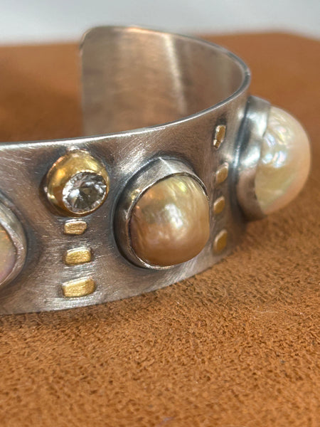 On a Bedrock of Pearl Cuff by Victoria Maase Stoll