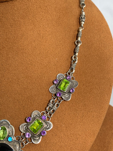 Onyx Peridot Necklace by Aldrich Arts