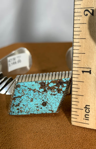 Nevada Blue Turquoise Cuff by Isaiah Ortiz