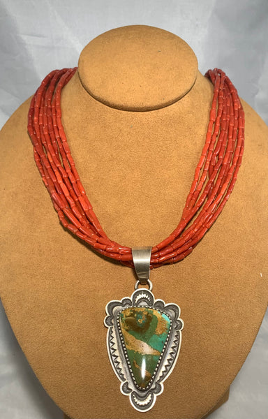 Coral With Turquoise Necklace by Tommy Jackson