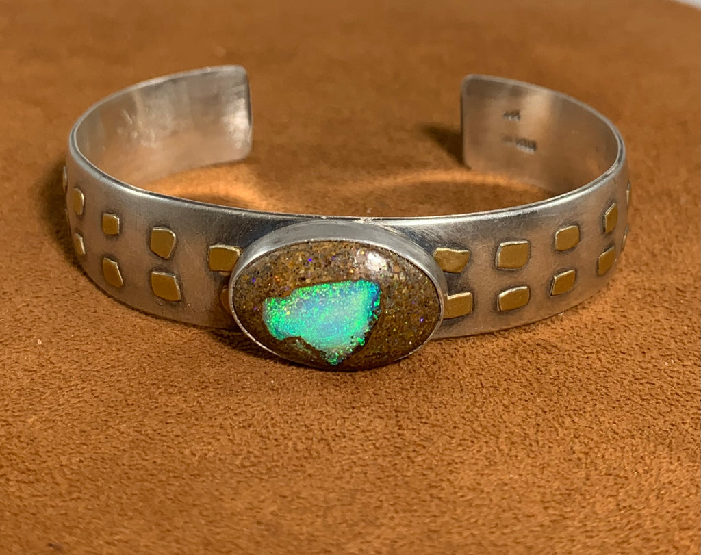 Opal and Gold Cuff by Victoria Maase Stoll – Ortega's on the Plaza Santa Fe