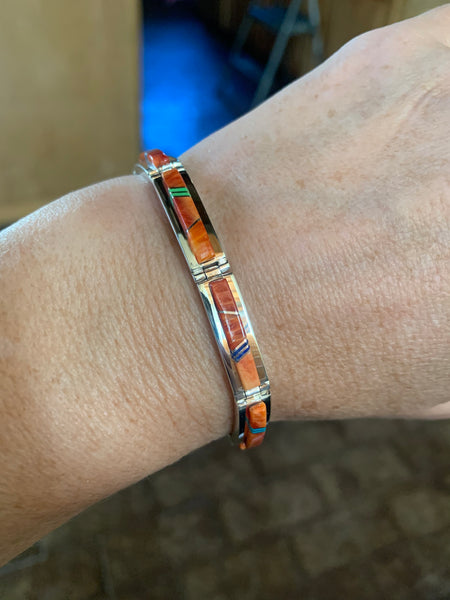 Spiny Oyster Inlay Bracelet  by Earl Plummer