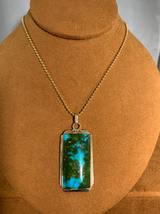 Turquoise and Gold Code Talker Dog Tag by Aldrich Arts