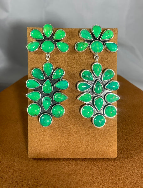 Large Green Turquoise Earrings by Federico Jimenez
