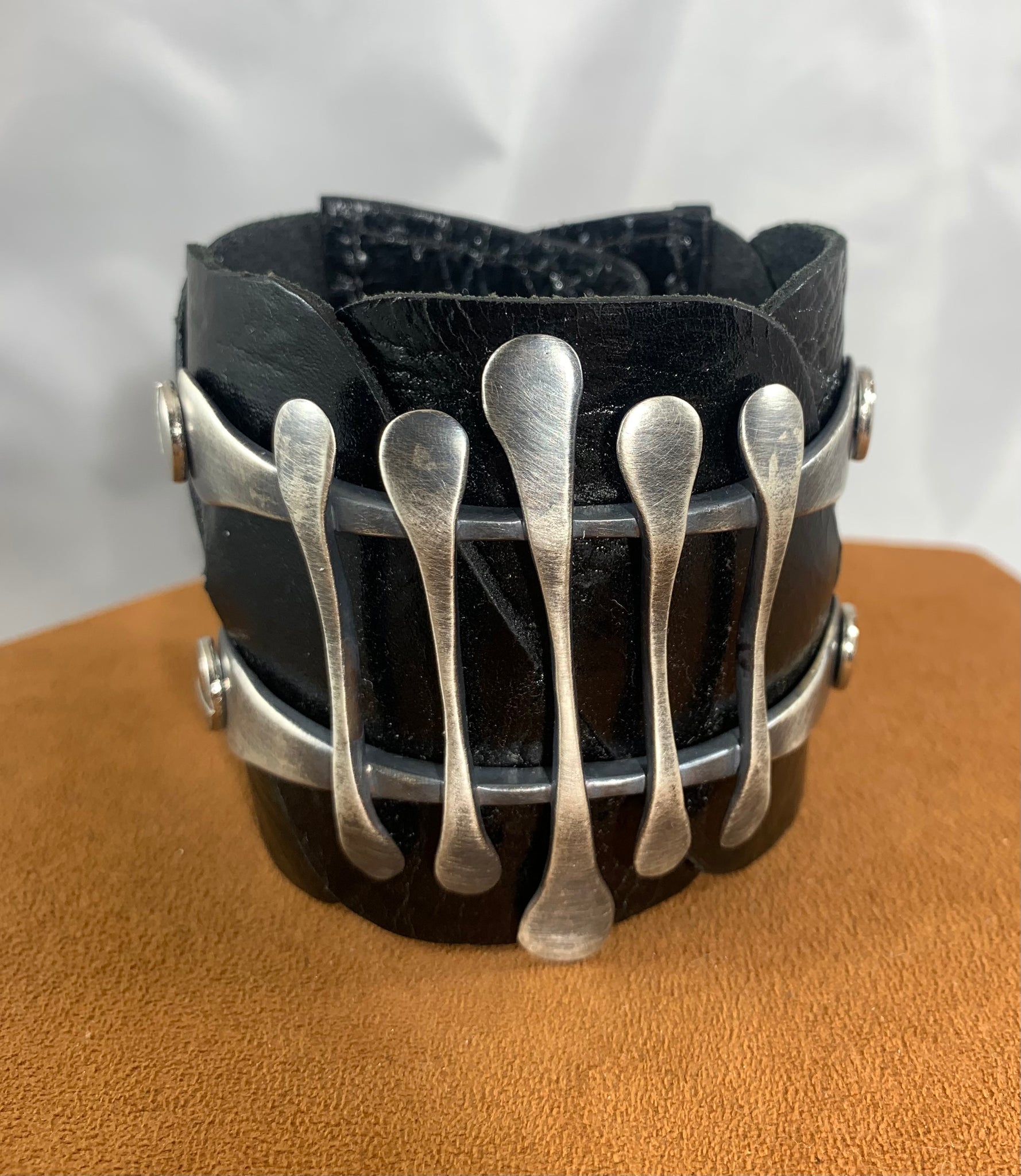 Leather Bone Cuff by Gloria Sawin