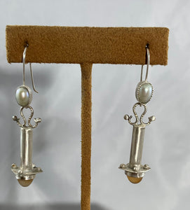 Long Pearl Earrings by Shawn Bluejacket