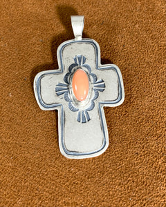 Pink Coral Cross Pendant by Don Lucas