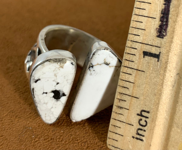 White Buffalo Double Stone Wrap Ring by Rick Montaño