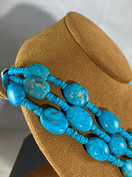 Flat Turquoise Bead Necklace by Don Lucas