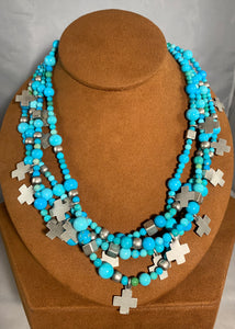 Turquoise Cross Choker by Don Lucas