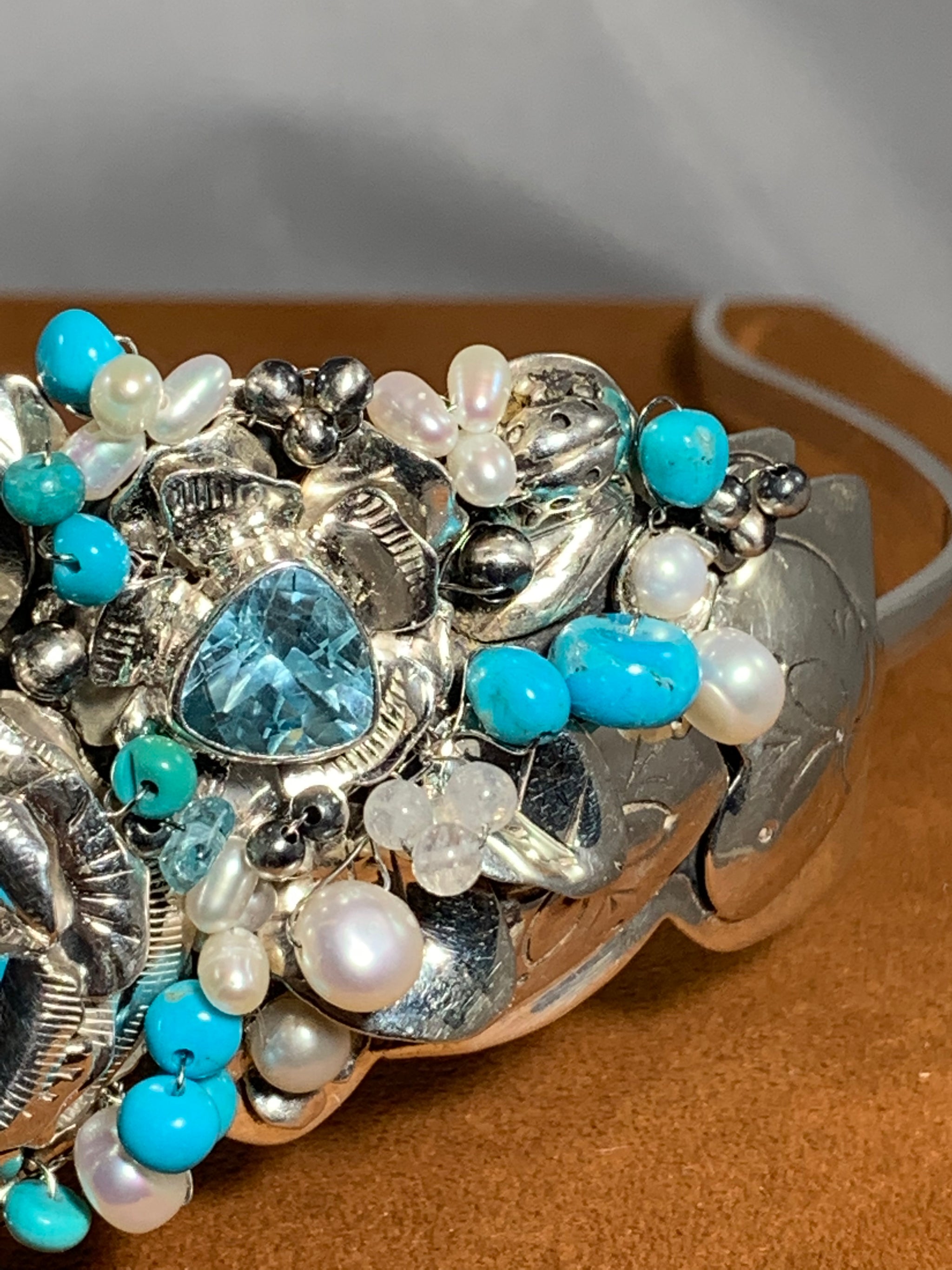 Floral Beaded Sterling Silver Tiara by Kevin Randall Studios