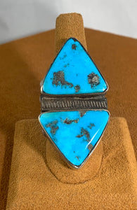 Double Triangle Blue Gem Turquoise Ring by Jock Favour