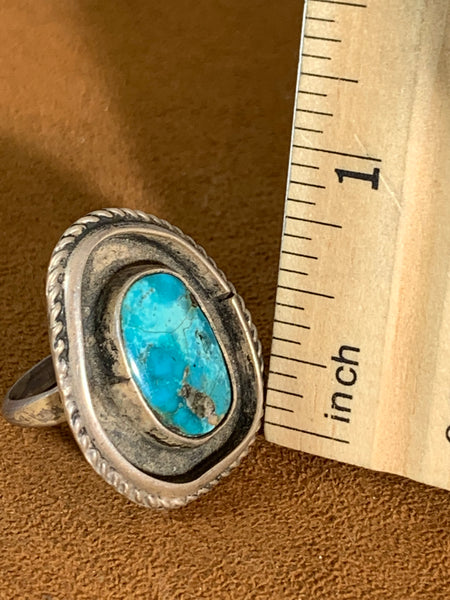Vintage Shadowbox Navajo Turquoise Ring (196os)