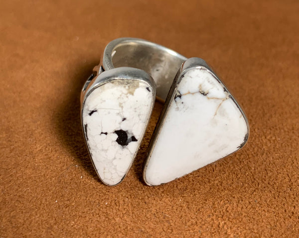 White Buffalo Double Stone Wrap Ring by Rick Montaño