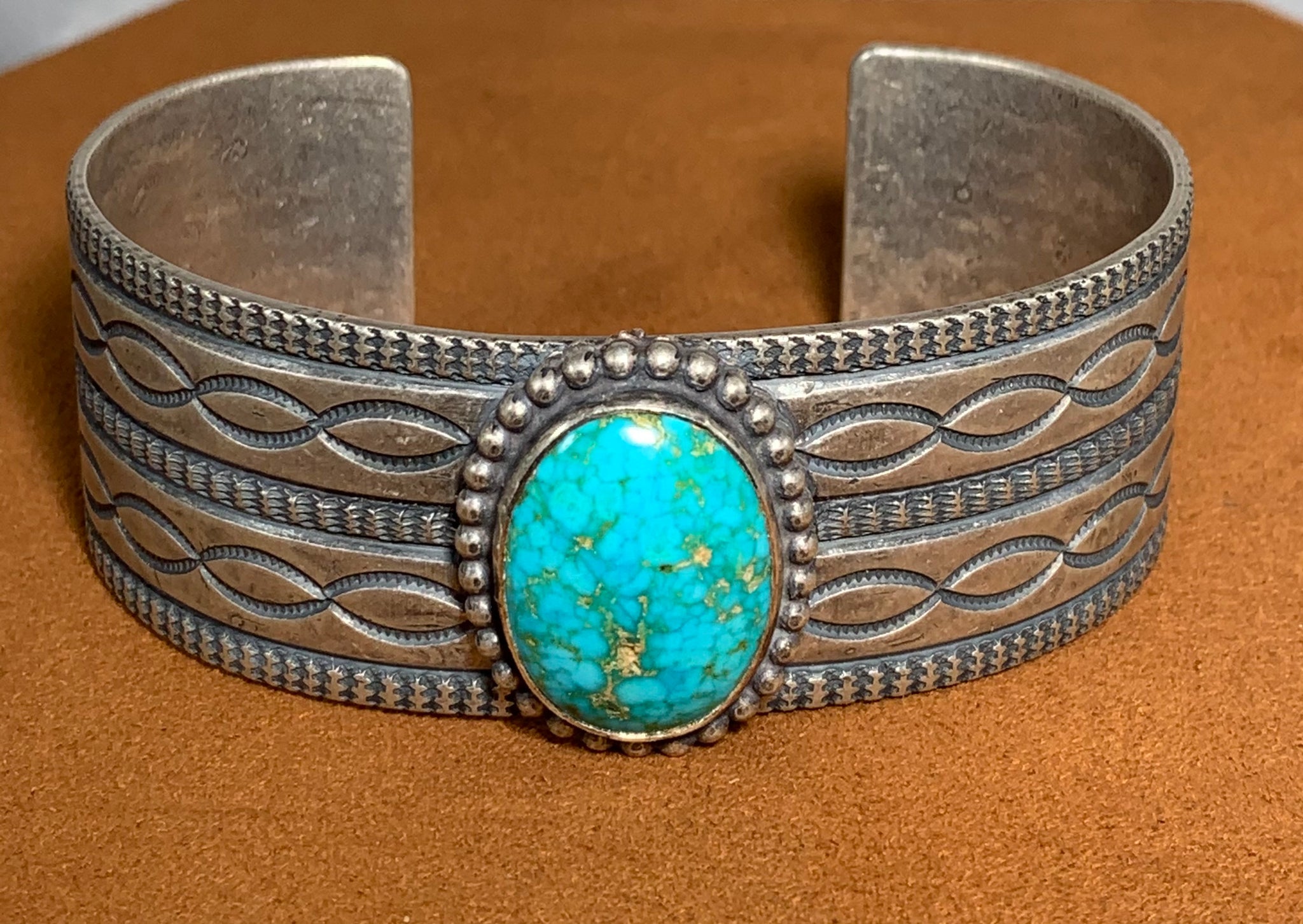 Large Turquoise Stone Cuff by Don Lucas