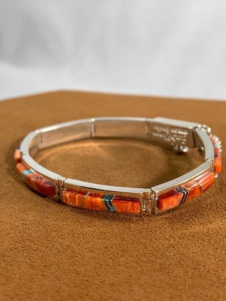 Spiny Oyster Inlay Bracelet  by Earl Plummer