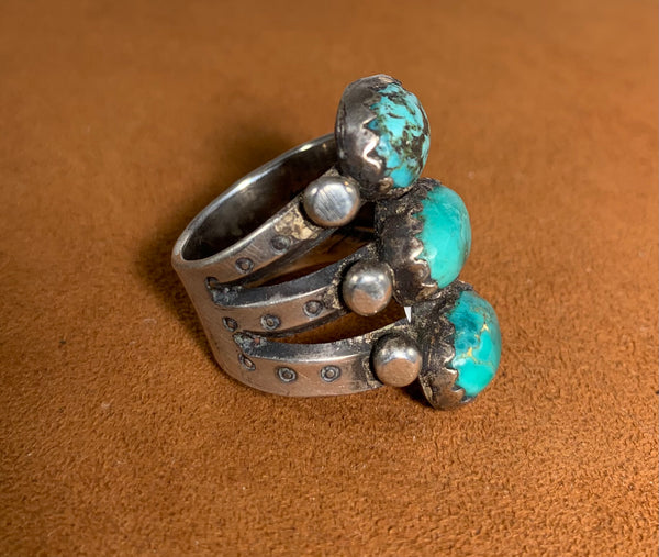 Three Stone Turquoise Ring by Jock Favour