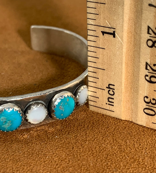Mother of Pearl and Turquoise Cuff by Richard Schmidtt