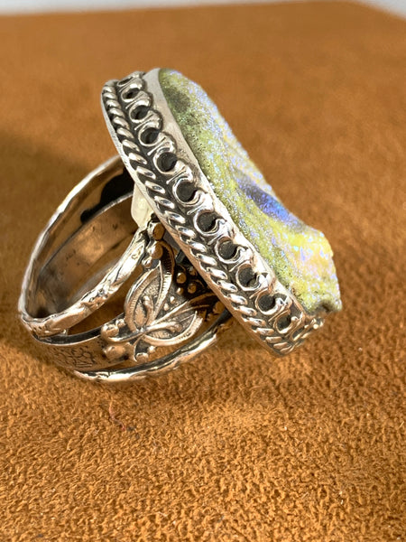 Green Druzy Ring by Aldrich Arts