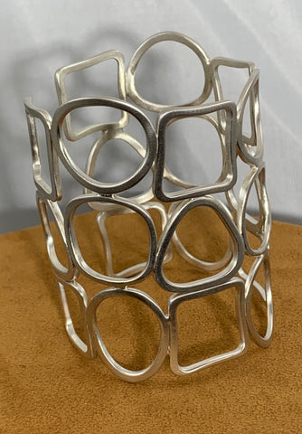 Geometric Sterling Silver Cuff by Gloria Sawin