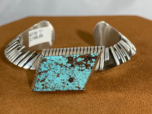 Nevada Blue Turquoise Cuff by Isaiah Ortiz