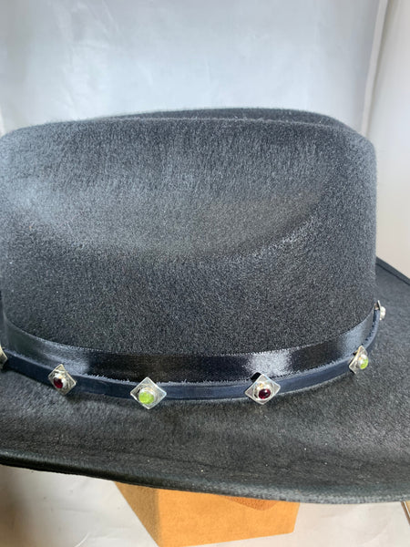 Garnet and Peridot Concho Wrap Bracelet/ Hat Band by Rick Montaño