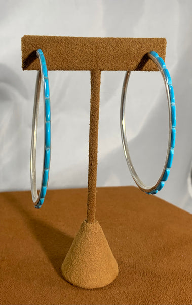 Large Turquoise Hoop Earrings by Federico Jimenez