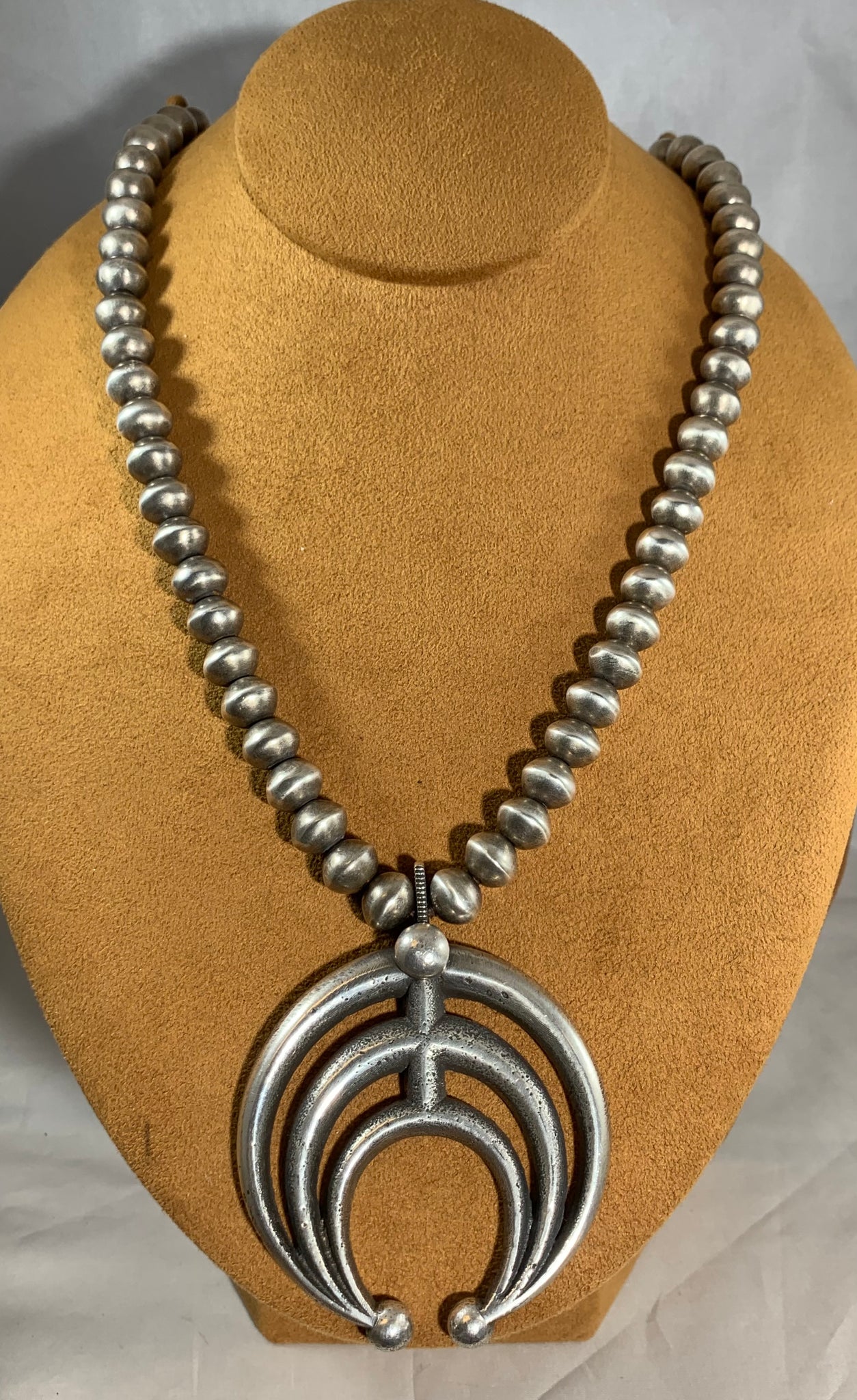 Handmade Sterling Silver Bead Necklace with Triple Naja by Dennis Hogan