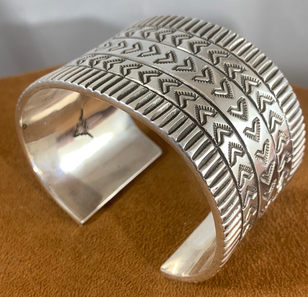 Stamped Silver Cuff by Albert Lee