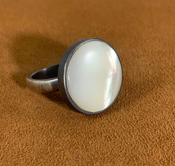 Mother of Pearl Circle Ring by Gloria Sawin
